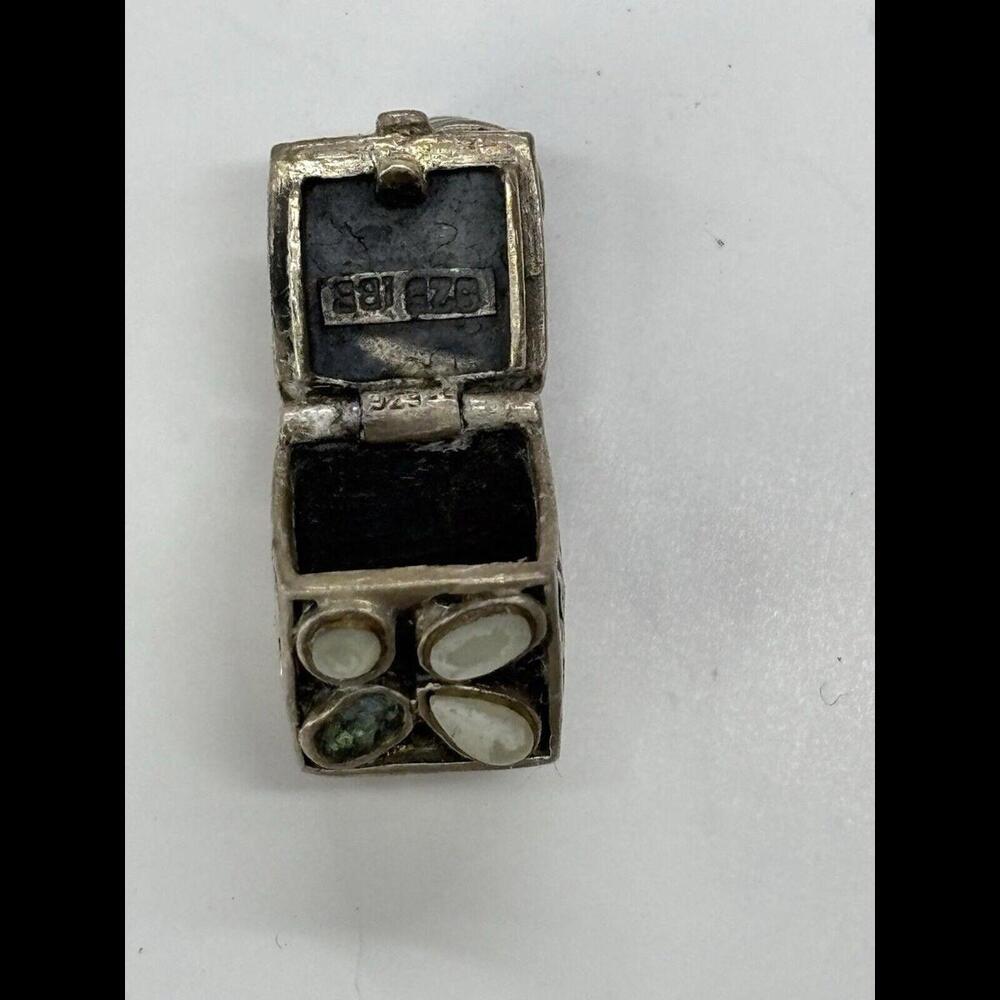 Vintage SUN WEST Solid STERLING SILVER PRAYER BOX PENDANT 925 Charm